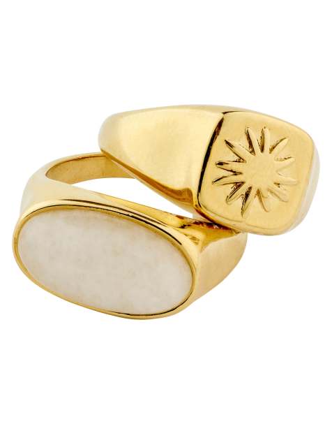 Set de anillos 2 en 1 chapados en oro Prism de Pilgrim - view 1