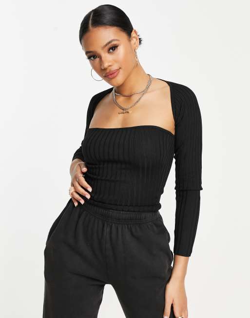 Set de bolero & top corto negros acanalados de Missguided - BLACK, 3 de 4