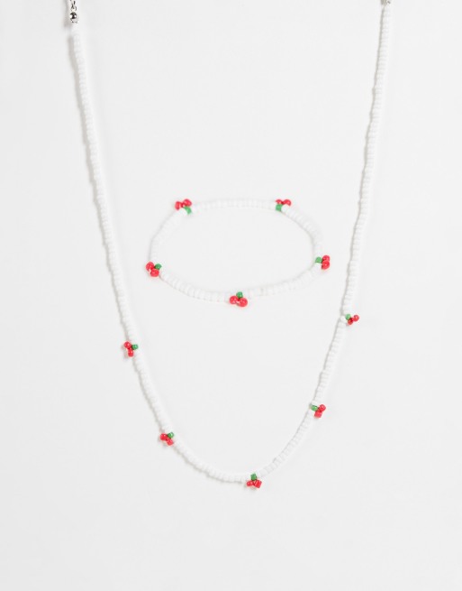 Set de collar y pulsera con cuentas de cerezas de Madein.