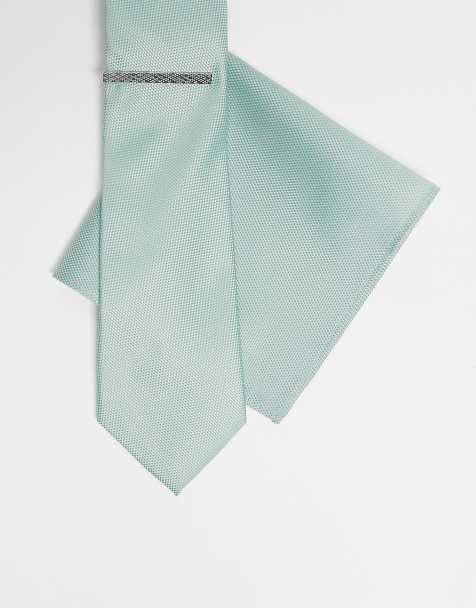 Set de corbata con alfiler y pañuelo de bolsillo verde pastel de ASOS DESIGN - view 1