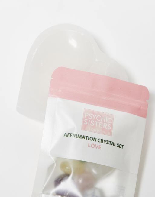 Set de cristales Love y recipiente con diseño de corazón de cristal de Psycic Sisters, 3 de 4