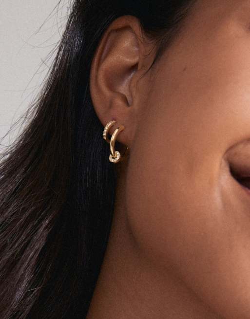 Set de regalo de 2 pares de pendientes chapados en oro Scottie de Pilgrim