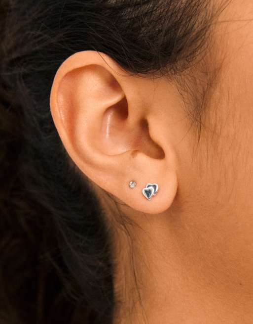 Set de regalo de 3 pares de pendientes chapados en plata Halo de Pilgrim
