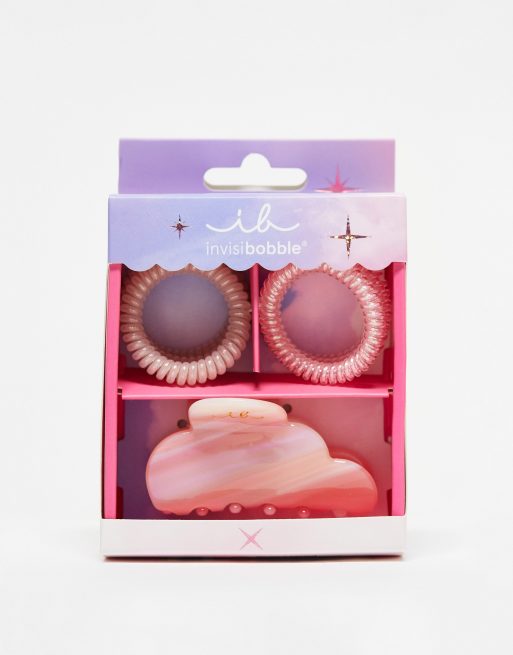 Set de regalo de pinza para el cabello y coleteros en espiral CloudPop de invisibobble