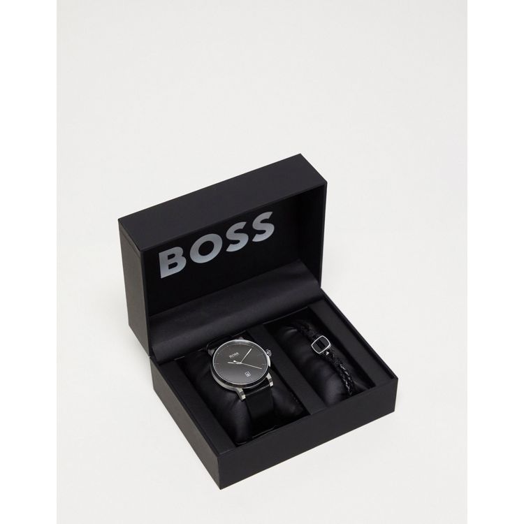 Set de reloj cronógrafo y pulsera de hombre Giftset 1570154 de cuero negro  · Boss · El Corte Inglés