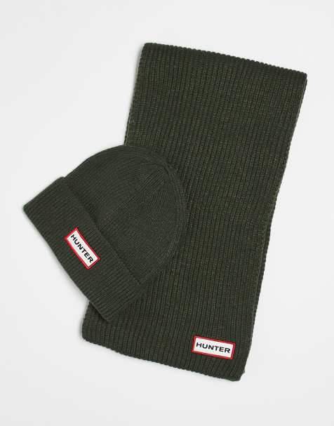 Set de regalo verde oscuro de gorro y bufanda unisex de Hunter - view 1