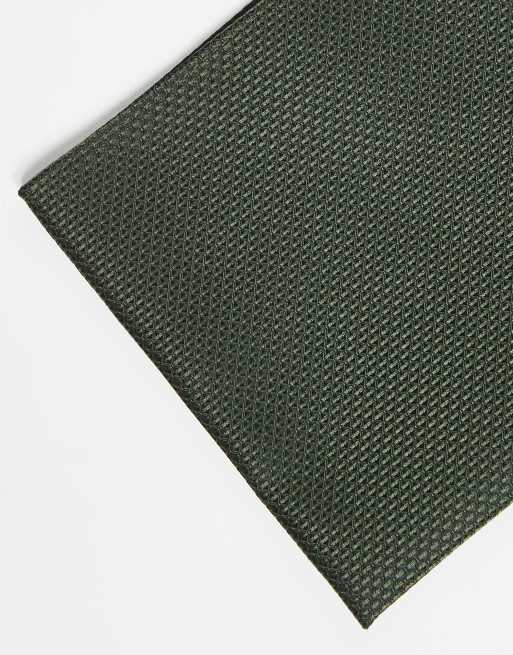 Set verde bosque de corbata y pañuelo de bolsillo de tejido texturizado de ASOS DESIGN, 2 de 3