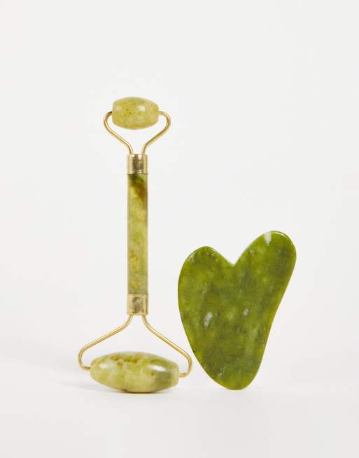 Set verde de rodillo facial y Gua Sha de Zoe Ayla