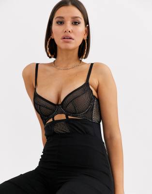 фото Сетчатое боди на косточках asos design - whitley-черный