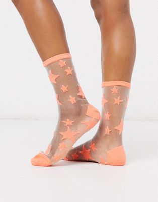 фото Сетчатые носки со звездами gipsy-оранжевый