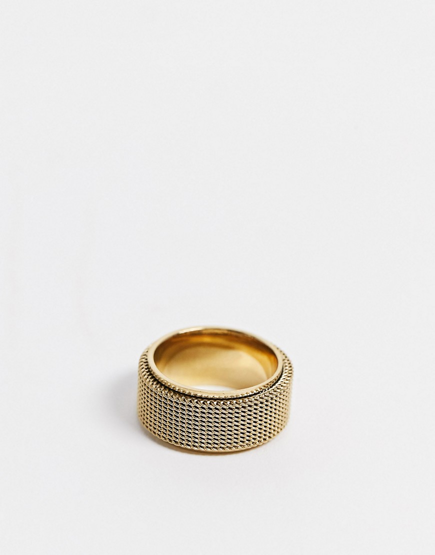 Seven London band mesh ring in gold with spinning layer