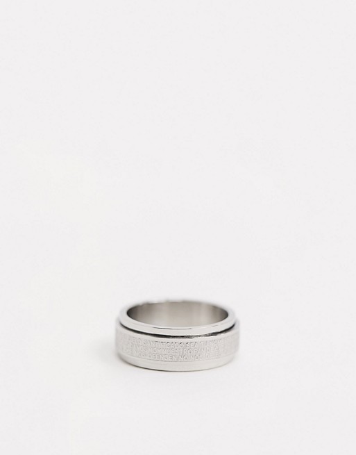 Seven London band ring with engraved spinning layer in silver