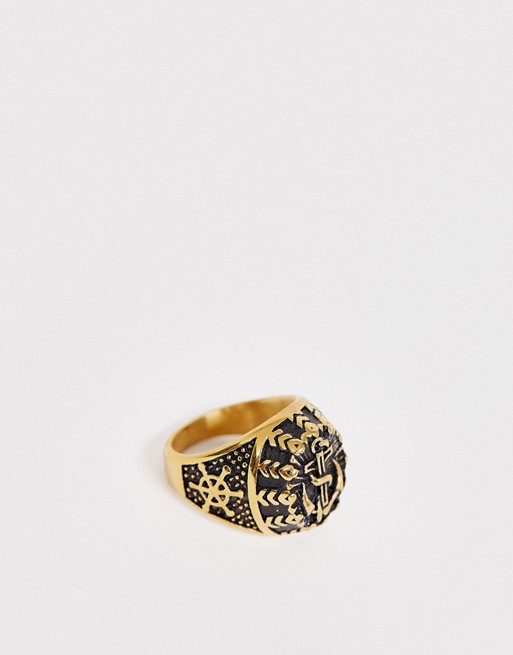 Seven London chunky anchor ring in gold
