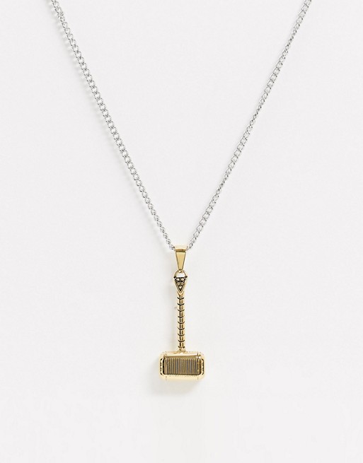 Seven London hammer pendant in gold with silver neckchain