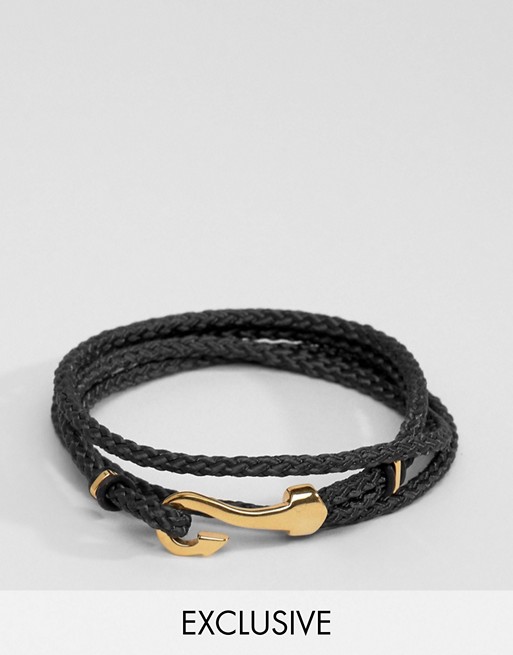 Seven London hook bracelet in black exclusive to asos