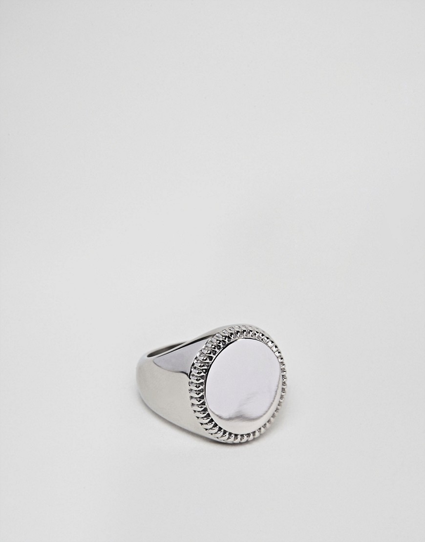 Seven London silver signet ring with white stone