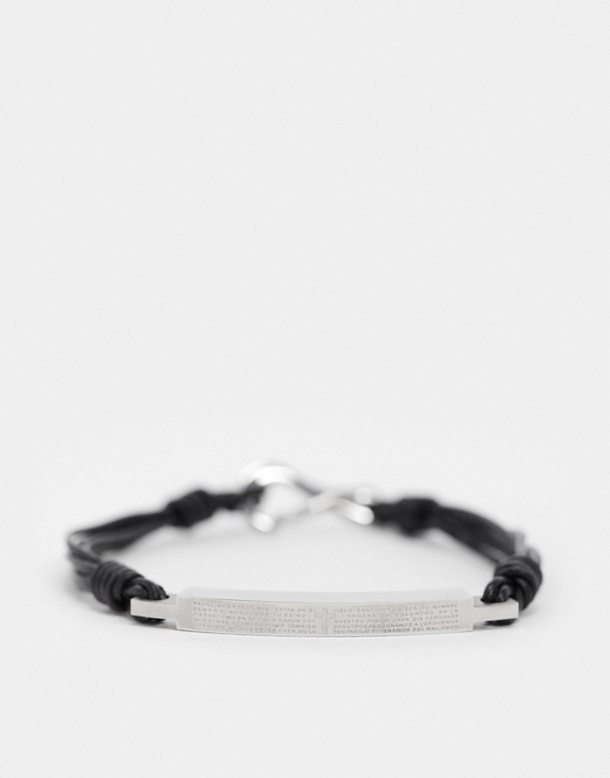 Seven London – Sivlerfärgat och svart armband med graverad metalldetalj-Flerfärgad