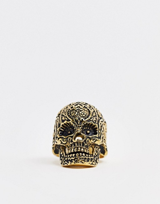 Seven London skull ring in gold