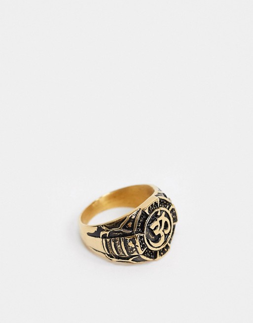 Seven London symbol signet ring in burnished gold
