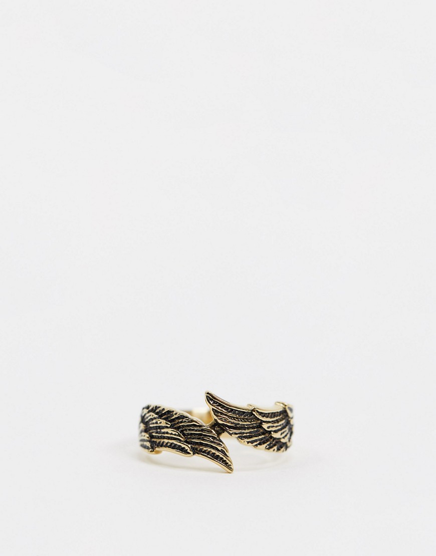 Seven London wing wrap around ring in gold