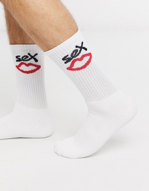 Sex Skateboards Logo socks in white