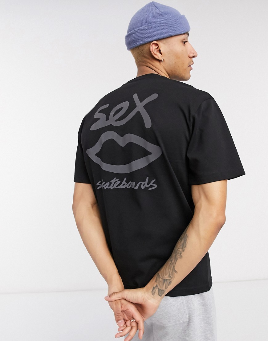 Sex Skateboards - T-shirt met reflectieve print op de rug in zwart