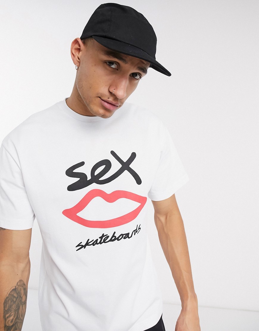 Sex Skateboards - Vit t-shirt med logga