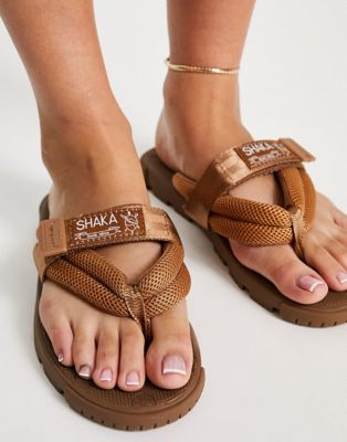 Shaka Camp Bay rope sandals in moca - ASOS Price Checker
