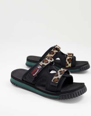 eda leopard leather sliders