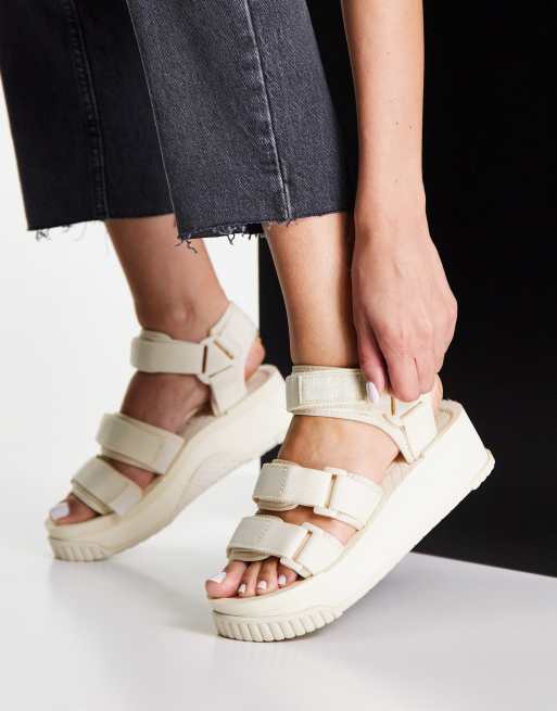 Shaka - Neo Bungy - Sandali con plateau con doppio cinturino, colore naturale