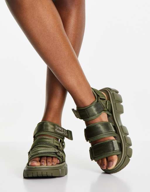 Shaka Neo Bungy SF flat sandals with double strap in khaki