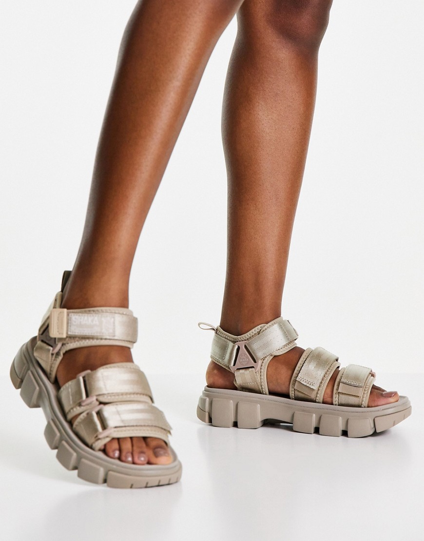 Shaka Neo Bungy SF flat sandals with double strap in taupe-Neutral
