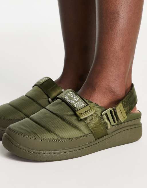 Shaka – Schalf – Wasserabweisende Nylon-Clogs in Olivgrün mit abnehmbaren Riemen, 3 von 4