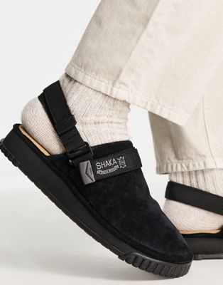 Shaka snug slipper shoes in black suede