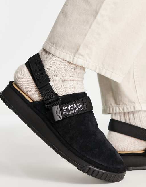 Shaka – Svarta tofflor i mocka 