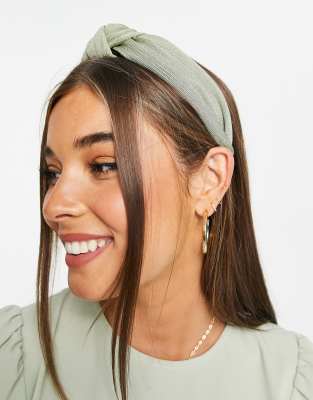 Аксессуары для волос  Asos Шалфейно-зеленая повязка на голову в мелкую складку Accessorize-Зеленый цвет