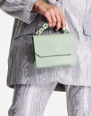 фото Шалфейно-зеленая сумка через плечо с каучуковой ручкой-цепочкой asos design-зеленый цвет