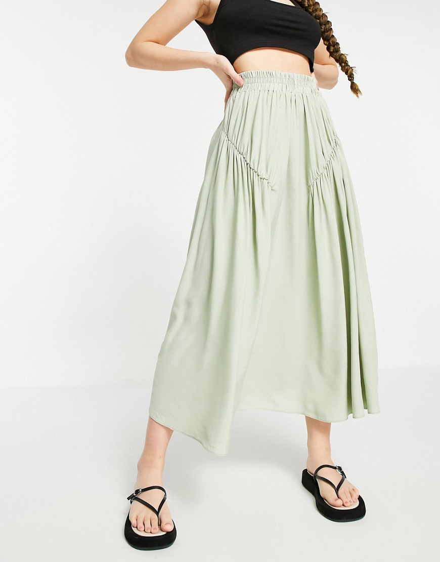 фото Шалфейно-зеленая юбка миди со сборками asos design-многоцветный