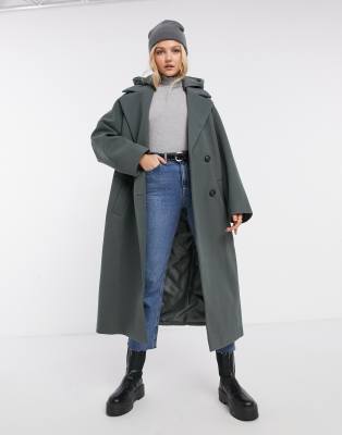 фото Шалфейно-зеленое стеганое oversized-пальто asos design-зеленый