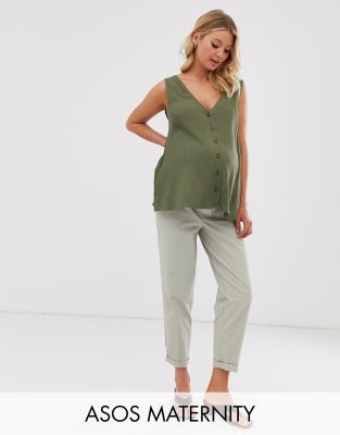 фото Шалфейно-зеленые чиносы с карманами-карго asos design maternity-зеленый asos maternity