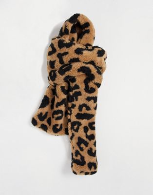 фото Шарф из искусственного меха с леопардовым принтом topshop-светло-коричневый