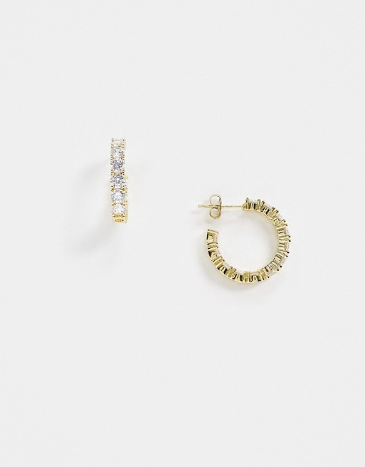 Shashi embellished hoop earrings in clear crystal