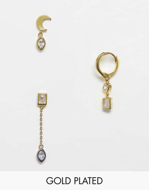 Shashi celestial ear party 3 pack earrings in gold vermeil plate - view 1