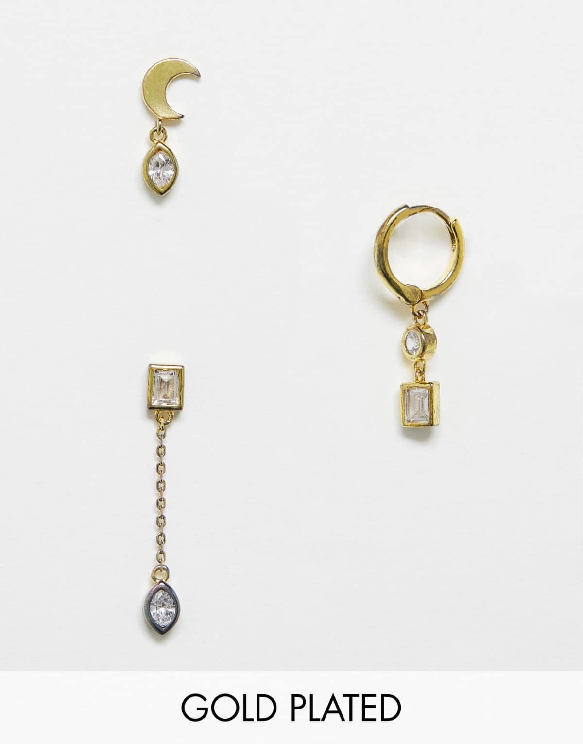 Shashi celestial ear party 3 pack earrings in gold vermeil plate