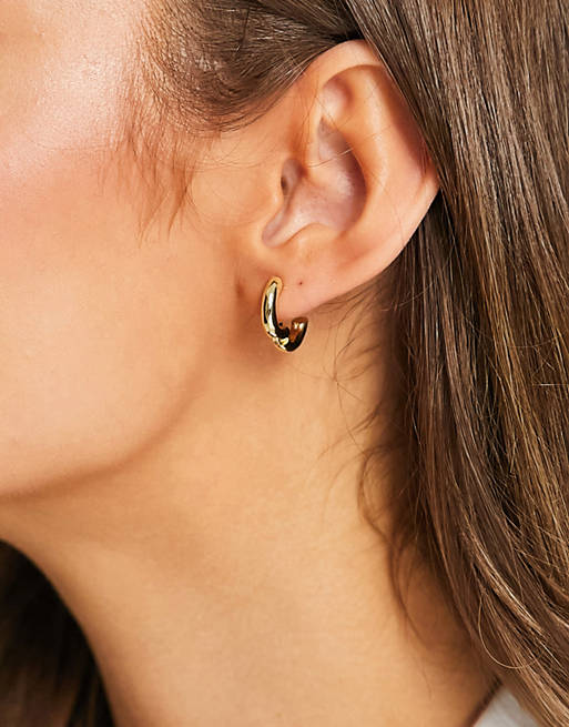 asos.com | Shashi chunky huggy hoop earrings in gold plate