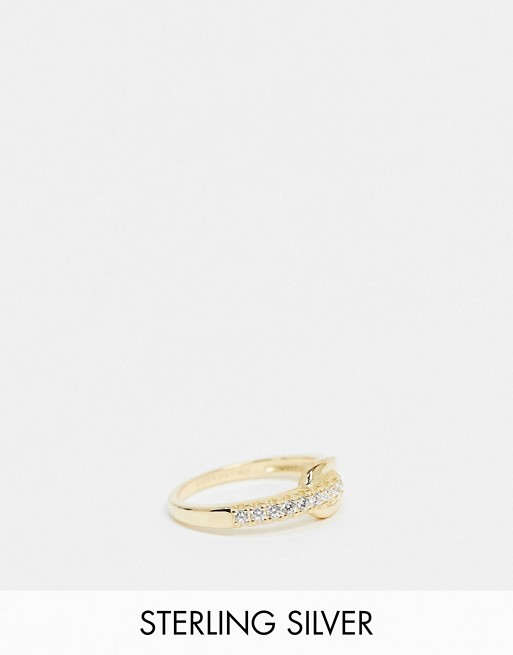 Shashi Ciara embellished link ring in gold plated sterling silver