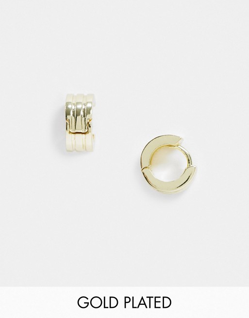 Shashi Corrinne triple huggie earrings in gold plate