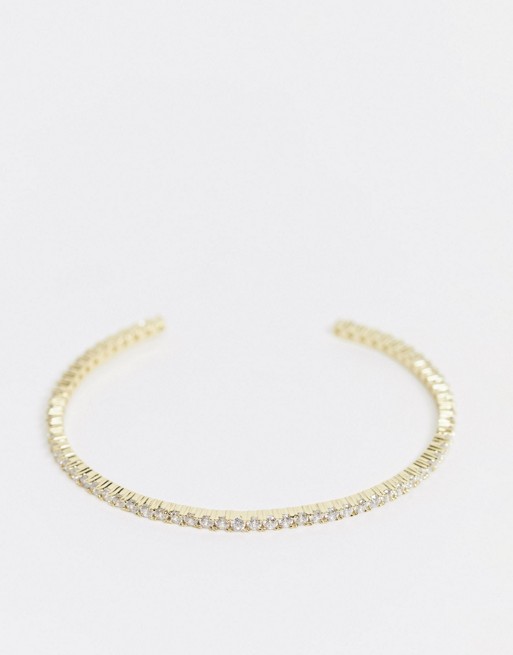 Shashi gold plated diamante cuff bracelet
