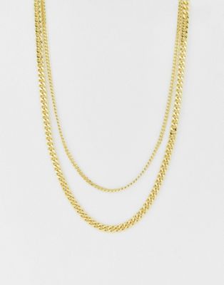 Shashi gold plated double row chain necklace