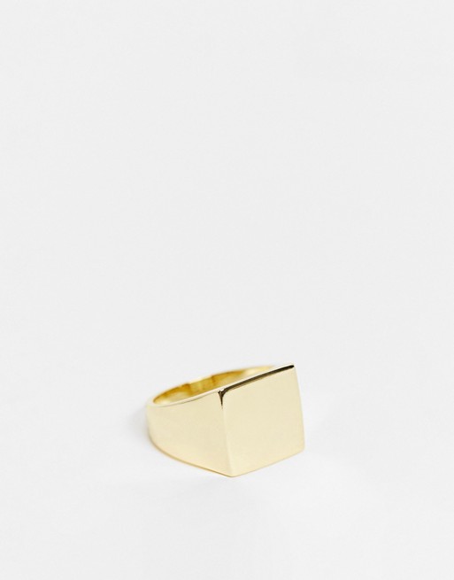 Shashi gold plated square signet ring